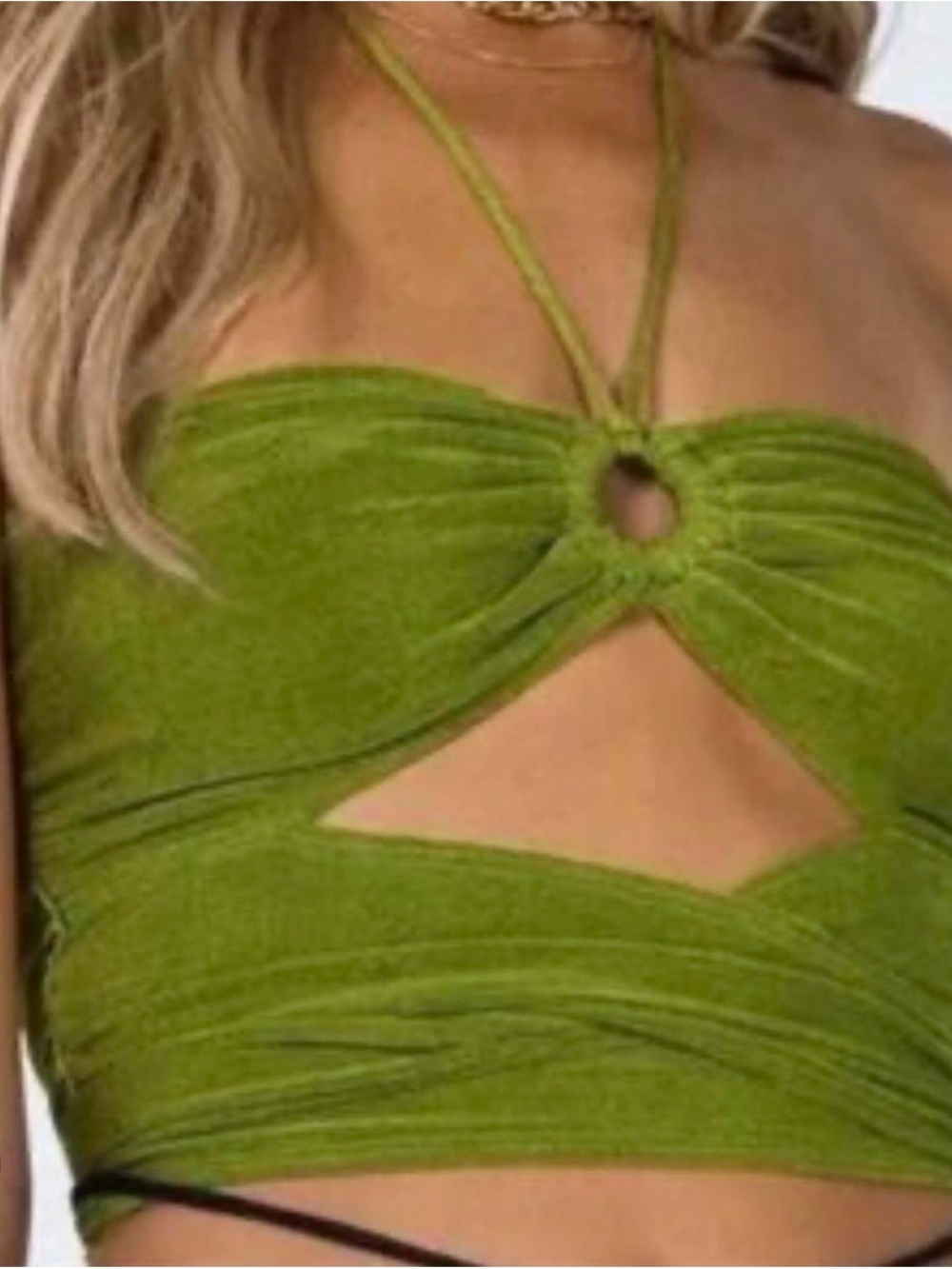 Princess Polly Green Halter Cutout Bandeau Crop Top